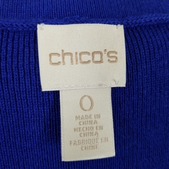 Chico's Cardigan Cape Sweater Vneck Button Sleeveless Blue Size 0 Small/Medium - Picture 10 of 11